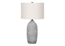 Cylinder Table Lamp With Ivory Drum Shade - Gray - HomeRoots - Table Lamps - Elite Enclave Home