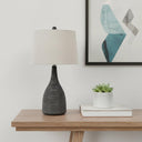 Ceramic Round Table Lamp With Beige Empire Shade - Black - HomeRoots - Table Lamps - Elite Enclave Home