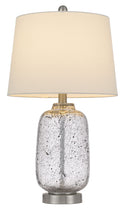 Metal Cylinder Table Lamp With White Empire Shade - Nickel