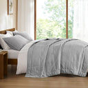 Mina - Full/Queen Waffle Weave Textured Quilt Set - Gray