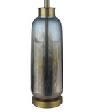Glass Table Lamp With White Empire Shade - Steel Blue