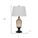Glass Table Lamp With White Empire Shade - Bronze