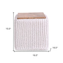 Cotton Blend, Pouf Ottoman - White