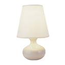 12" Ceramic Bedside Table Lamp With White Shade - Beige