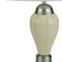Ceramic Urn Table Lamp With White Empire Shade - Ivory And Silver
