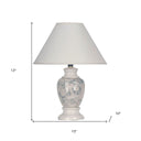 Faux Marble Ceramic Accent Table Lamp With White Empire Shade - Ivory