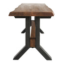 Bellamy Bench Honey / Black – solid acacia wood seat with warm honey finish and black metal trestle-base 