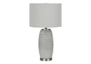 Ceramic Cylinder Table Lamp With Gray Drum Shade - Gray And Silver - HomeRoots - Table Lamps - Elite Enclave Home