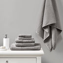 Spa - 6 Piece Jacquard Antimicrobial Towels Set - Charcoal - Madison Park - Towel Sets - Elite Enclave Home