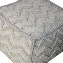 Wool Cotton Blend Cube Chevron Pouf Ottoman - Gray