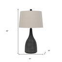 Ceramic Round Table Lamp With Beige Empire Shade - Black