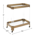 Uttermost Giselle Bronze Bar Cart – glass shelves with bronze metal strap sides and acrylic legs 