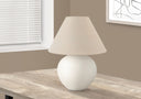 16" Ceramic Round Table Lamp With Empire Shade - Cream - HomeRoots - Table Lamps - Elite Enclave Home