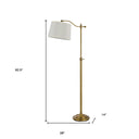 Adjustable Height Swing Arm Floor Lamp With White Fabric Shade - Bronze - HomeRoots - Floor Lamps - Elite Enclave Home