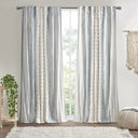 Imani - Cotton Printed Curtain Panel With Chenille Stripe and Lining - White - INK+IVY - Curtains & Drapes - Elite Enclave Home