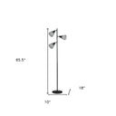 Three Light Tree Floor Lamp With Black Metal Cage Shade - Black - HomeRoots - Floor Lamps - Elite Enclave Home