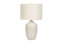 25" Ceramic Urn Table Lamp With Drum Shade - Cream - HomeRoots - Table Lamps - Elite Enclave Home