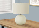 18" Ceramic Round Table Lamp With Drum Shade - Cream - HomeRoots - Table Lamps - Elite Enclave Home
