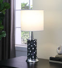 24" Bedside Table Lamp With White Drum Shade - Silver