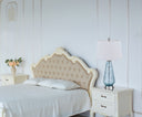 Glass Table Lamp With White Empire Shade - Aqua