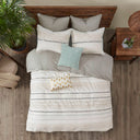 Nea - Printed Comforter Set With Trims - Off White / Gray