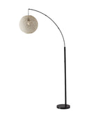 Arched Floor Lamp With Groovy Beige Abstract Wicker Globe Shade - Antiqued Bronze - HomeRoots - Floor Lamps - Elite Enclave Home