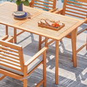 59" Solid Wood Outdoor Dining Table With Umbrella Hole - Natural