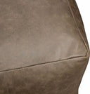 Brown Distressed Leather Pouf Ottoman - Gray