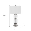 28" Metal Table Lamp With White Drum Shade - Nickel