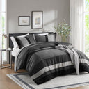 Boulder Stripe - Full/Queen Pieced Comforter Set - Black