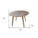 36" Rounded Solid Wood Outdoor Dining Table - Natural