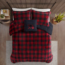 Alton - King Down Alternative Comforter Set - Red / Black Buffalo Check