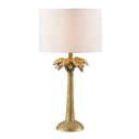 Tropical Coconut Tree Table Lamp With White Drum Shade - Gold