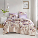 Luna - 7 Piece King Floral Comforter Set With Bed Sheets - Taupe