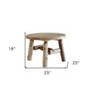 Rounded Solid Wood Outdoor Coffee Table - Natural