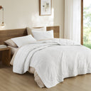 Mina - King/California King Waffle Weave Textured Quilt Set - White - Comfort Spaces - Quilts & Shams - Elite Enclave Home
