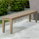 Uttermost Forsyth Outdoor Bench – Dark Gray weathered mahogany bench with natural wood grain