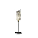 Bedside Table Lamp With White Swirl Novelty Shade - Silver