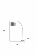 Arched Floor Lamp With Gray Drum Shade - Beige And Antique Gold - HomeRoots - Floor Lamps - Elite Enclave Home