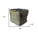 Jute Cube Pouf Ottoman - Black And Taupe