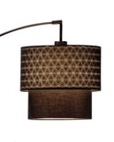 Arched Floor Lamp With Brown Drum Shade - Black