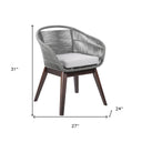 Solid Wood Outdoor Dining Chair With Gray Cushion - Gray