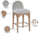 Waldorf - Chenille Stool With Natural Legs - Meridian Furniture - Counter Height (24" - 27") - Elite Enclave Home
