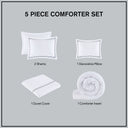 500 Thread Count Luxury - Full Sateen Embroidered Comforter Set - White / Gray