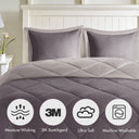Larkspur - Twin 3M Scotchgard Diamond Quilting Reversible Down Alternative Comforter Set - Charcoal / Gray