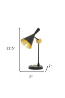 Metal Geometric Desk Table Lamps With Black And Gold Cone Shade (Set of 2) - Black