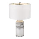 Ceramic Column Lamp With White Drum Shade - Black And White