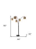 Five Light Tree Floor Lamp With Beige Solid Color Drum Shade - Black / Bronze - HomeRoots - Floor Lamps - Elite Enclave Home
