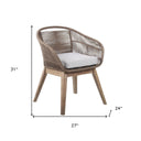 Wood Solid Wood Outdoor Dining Chair With Gray Cushion - Gray And Natural
