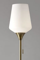 Metal Floor Lamp With White Opal Wine Glass Shade - Brass - HomeRoots - Floor Lamps - Elite Enclave Home
